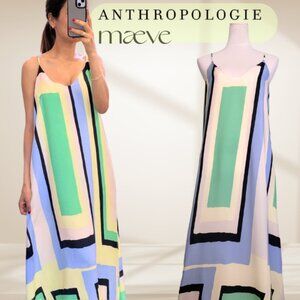 Anthropologie Maeve Geometric Print Maxi Dress (M)
